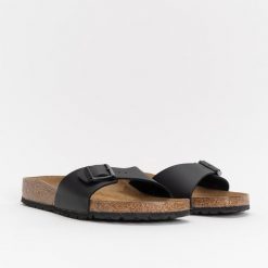 Klapki damskie Birkenstock Madrid BS (0040793). Czarne klapki damskie Birkenstock, bez wzorów, bez obcasa. Za 259.99 zł.