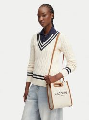 Lacoste Torebka Small Heritage Canvas Tote NF5232TD Beżowy jasny. Brązowe torebki klasyczne damskie Lacoste, bez wzorów, z materiału, bez dodatków. Za 603.99 zł.