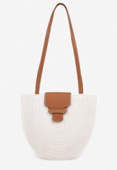 Beżowa Bawełniana Pleciona Torebka o Półokrągłym Kształcie Galvenia. Brązowe shopper bag damskie Born2be, bez wzorów, z bawełny, bez dodatków. Za 74.99 zł.