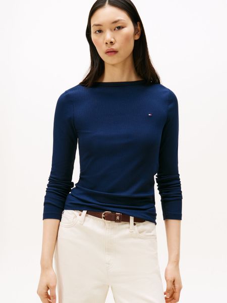 Tommy Hilfiger koszulka z długim rękawem Kobiety wiskoza niebieski, XL. Niebieskie t-shirty damskie Tommy Hilfiger, xl, bez wzorów, z dżerseju, bez kołnierzyka. Za 229.95 zł.