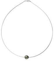 Pearline Srebrny naszyjnik z perłą tahiti - dł. 42 cm rozmiar: onesize. Szare naszyjniki damskie Pearline, srebrne. Za 448.99 zł.