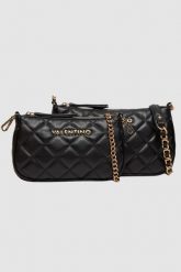 VALENTINO Podwójna czarna torebka Ocarina Crossbody. Czarne torebki klasyczne damskie Valentino by Mario Valentino, bez wzorów, małe, bez dodatków. W wyprzedaży za 341.99 zł.