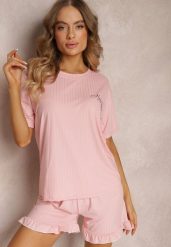 Różowy Komplet Piżamowy 2-częściowy Iodia. Czerwone piżamy damskie Renee, xl, bez wzorów, z dzianiny, bez ramiączek. Za 44.99 zł.