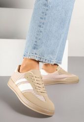 Ciemnobeżowe Klasyczne Sneakersy Tenisówki na Półprzezroczystej Podeszwie Niniel. Brązowe trampki i tenisówki damskie Renee, bez wzorów, z jeansu. Za 74.99 zł.