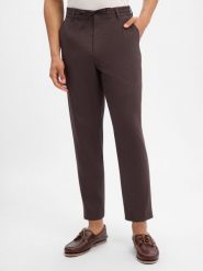 BOSS spodnie z zestawu modułowego z domieszką lnu Mężczyźni Regular Fit len brązowy, 52. Brązowe spodnie materiałowe męskie Boss, z elastanu. Za 549.95 zł.