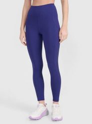 4F Legginsy funkcyjne w kolorze niebieskim rozmiar: M. Niebieskie legginsy sportowe damskie 4f, m, bez wzorów, z materiału, na fitness i siłownię. Za 100.99 zł.