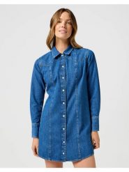 WRANGLER DAMSKA SUKIENKA JENSOWA REG DENIM DRESS 112356498 W9M7018373. Sukienki damskie Wrangler, l, bez wzorów, z denimu, bez kołnierzyka, bez ramiączek. Za 199.99 zł.