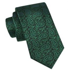 Modny Męski Krawat - Alties - Duży, Zielony Wzór Paisley. Zielone krawaty i muchy męskie Alties, bez wzorów, z tkaniny, eleganckie. Za 49.00 zł.