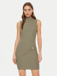 Guess Sukienka dzianinowa W5RK24 KAQL2 Zielony Regular Fit. Zielone sukienki damskie Guess, s, z aplikacjami, z dzianiny, wizytowe, bez kołnierzyka, bez ramiączek. Za 339.99 zł.