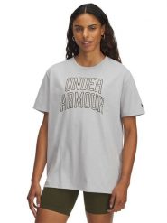 Under Armour Koszulka funkcyjna w kolorze szarym rozmiar: XL. Szare bluzki sportowe damskie Under Armour, xl, bez wzorów, bez ramiączek. Za 78.28 zł.