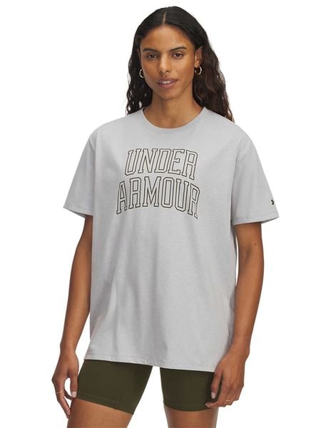 Under Armour Koszulka funkcyjna w kolorze szarym rozmiar: XL. Szare bluzki sportowe damskie Under Armour, xl, bez wzorów, bez ramiączek. Za 95.69 zł.