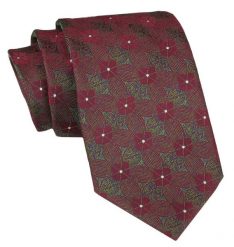 Klasyczny Krawat Męski - ALTIES - Czerwień, Zieleń, Kwiaty. Czerwone krawaty i muchy męskie Alties, bez wzorów, z tkaniny, eleganckie. Za 49.00 zł.