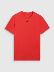4F Koszulka treningowa szybkoschnąca męska - czerwona M. Czerwone t-shirty sportowe męskie 4f, m, z elastanu, bez ramiączek, na fitness i siłownię. Za 99.99 zł.