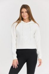 GUESS Biała damska bluza New Alisa z dużym logo. Białe bluzy bez kaptura damskie Guess, s, z elastanu. W wyprzedaży za 189.99 zł.