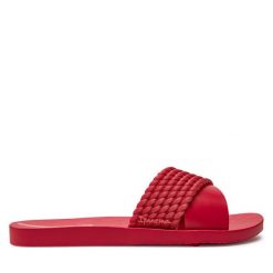 Klapki Ipanema. Czerwone klapki damskie Ipanema, bez wzorów, bez obcasa. Za 69.99 zł.