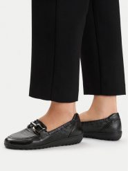 Caprice Półbuty 9-24680-45 Czarny. Czarne półbuty damskie Caprice, bez wzorów, ze skóry, bez obcasa, na płaskiej podeszwie. Za 218.99 zł.