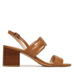 Sandały Liu Jo. Brązowe sandały damskie Liu Jo, bez wzorów, bez obcasa, na słupku. Za 429.99 zł.
