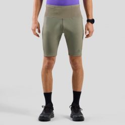 Spodenki męskie Odlo X-ALP TRAIL CARGO Tights short. Zielone szorty męskie Odlo, z elastanu, bez kołnierzyka. Za 399.99 zł.