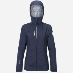 Kurtka turystyczna - Trekking dla kobiet SENECA GORE-TEX 3L. Niebieskie kurtki damskie Millet, na zimę, l, bez wzorów, z gore-texu, bez kaptura. Za 1,586.90 zł.