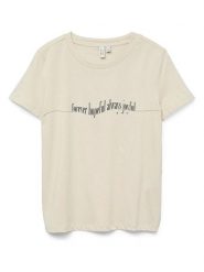 Vero Moda Koszulka w kolorze beżowym rozmiar: S. Brązowe t-shirty damskie Vero Moda, s, bez wzorów, z bawełny, bez kołnierzyka. Za 43.99 zł.
