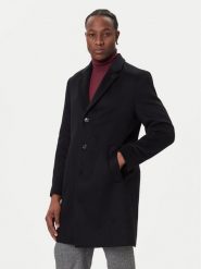 Tommy Hilfiger Płaszcz wełniany MW0MW40768 Czarny Regular Fit. Czarne płaszcze męskie Tommy Hilfiger, na zimę, m, bez wzorów, z wełny. Za 1,799.00 zł.