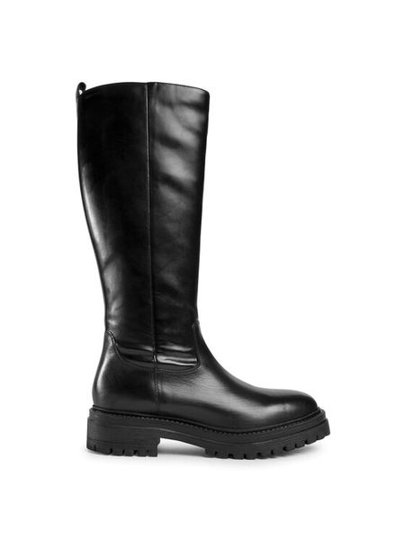 Geox Oficerki D Iridea C D04HRC 05443 C9999 Czarny. Czarne kozaki damskie Geox, ze skóry, bez obcasa, na płaskiej podeszwie. Za 399.99 zł.