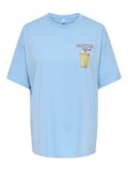 ONLY Koszulka w kolorze błękitnym rozmiar: XL. Niebieskie bluzki damskie Only, xl, bez wzorów, z bawełny, bez kołnierzyka, bez ramiączek. Za 65.69 zł.