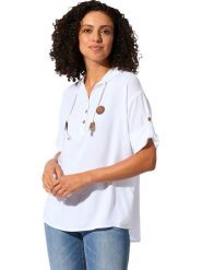 WITT WEIDEN Bluzka w kolorze białym rozmiar: 44. Białe bluzki damskie WITT WEIDEN, z aplikacjami, ze skóry, bez kołnierzyka, bez ramiączek. Za 69.99 zł.