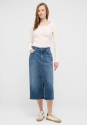 Damska Spódnica Maxi Mustang Style Eureka Denim Skirt Denim Blue 1016941 5000 582. Niebieskie spódniczki damskie Mustang, l, bez wzorów, z bawełny, biznesowe, maxi, dopasowane. W wyprzedaży za 99.99 zł.