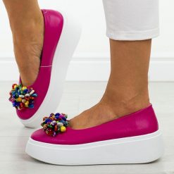 Fuksja skórzane baleriny damskie Filippo Dp6836/25. Czerwone baleriny damskie Filippo, z aplikacjami, z jeansu, bez obcasa, na platformie. Za 239.00 zł.