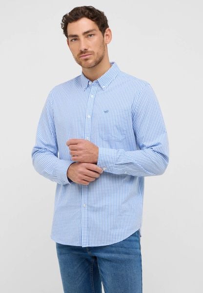 Męska Koszula Mustang Style Chester Gingham Check Light Blue 1016947 12795. Niebieskie koszule męskie Mustang, m, bez wzorów, bez kołnierzyka, bez ramiączek. Za 199.99 zł.