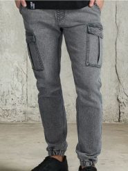 Spodnie jogger cargo - szary. Szare spodnie materiałowe męskie Sinsay, bez wzorów. Za 69.99 zł.