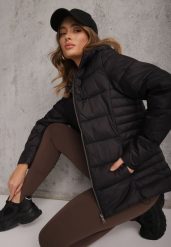 Czarna Pikowana Kurtka Przejściowa z Kapturem Learithra. Czarne kurtki damskie Renee, l, bez wzorów, z jeansu, z kapturem. Za 119.99 zł.