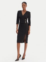 Rinascimento Sukienka koktajlowa CFC0020161002 Czarny Slim Fit. Czarne sukienki damskie RINASCIMENTO, xl, bez wzorów, z syntetyku, wizytowe, bez kołnierzyka, bez ramiączek. Za 409.99 zł.