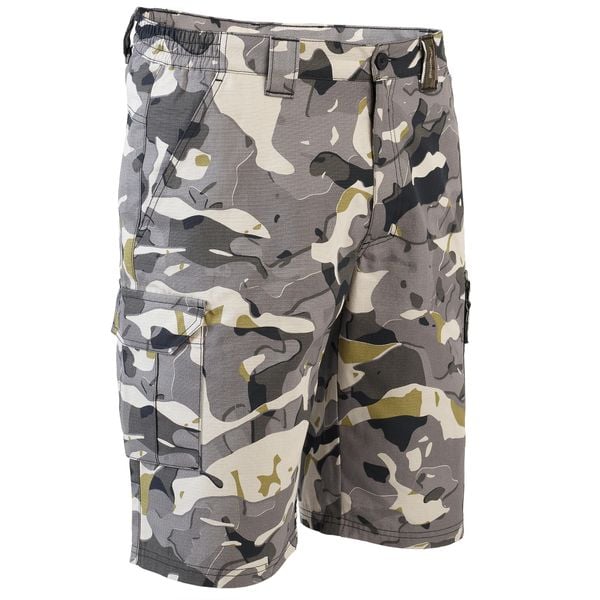 Bermudy Solognac 500 camo woodland V1 LTD. Szare szorty męskie SOLOGNAC, bez wzorów, z bawełny, sportowe. Za 79.99 zł.