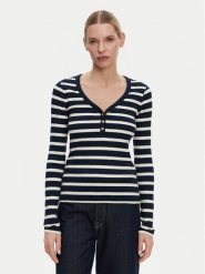 Tommy Hilfiger Bluzka Henley WW0WW43905 Granatowy Slim Fit. Niebieskie bluzki damskie Tommy Hilfiger, s, bez wzorów, z bawełny, bez ramiączek. Za 219.99 zł.