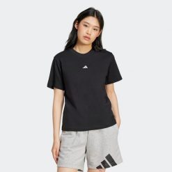 Koszulka damska ADIDAS Gym & Pilates. Czarne t-shirty damskie Adidas, s, bez wzorów, z bawełny, bez kołnierzyka. W wyprzedaży za 79.99 zł.