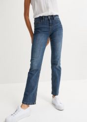 Jeansy ze stretchem straight, średni stan. Niebieskie jeansy damskie bonprix. Za 117.99 zł.
