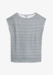 Bluzka oversize z grubej bawełny organicznej. Czarne bluzki damskie bonprix, bez wzorów, z bawełny, bez kołnierzyka, bez ramiączek. Za 24.99 zł.