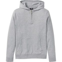 Sweter z kapturem z bawełny z recyclingu bonprix jasnoszary melanż. Szare swetry męskie bonprix, l, bez wzorów, z bawełny, bez kołnierzyka. Za 37.99 zł.