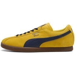 Buty sportowe Puma Brasil Lth. Żółte buty sportowe na co dzień damskie Puma, z zamszu, bez zapięcia. Za 590.00 zł.