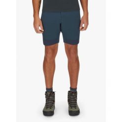 Spodenki turystyczne męskie Rab Torque Mountain Shorts. Niebieskie szorty męskie RAB, bez kołnierzyka. Za 277.99 zł.