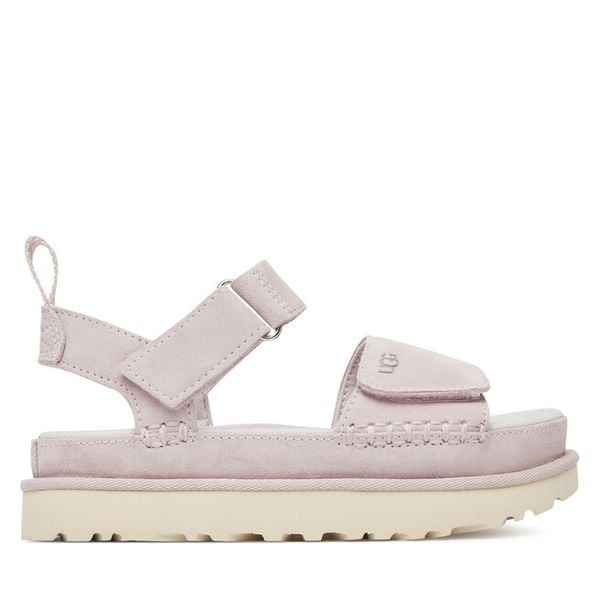 Sandały Ugg. Fioletowe sandały damskie Ugg, bez wzorów, bez obcasa, na płaskiej podeszwie. Za 599.99 zł.