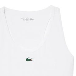 Damski tank top Lacoste Core Performance. Białe topy sportowe damskie Lacoste, bez wzorów, bez ramiączek. Za 285.00 zł.