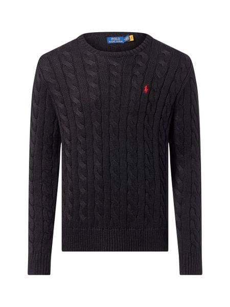 Polo Ralph Lauren Męski sweter z dzianiny Mężczyźni Bawełna czarny jednolity, XL. Czarne swetry męskie Polo Ralph Lauren, m, bez wzorów, z bawełny, bez kołnierzyka. Za 839.95 zł.