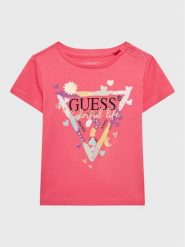 Guess T-Shirt A3GI00 K6YW3 Różowy Regular Fit. Czerwone koszulki dziewczęce Guess, m, z aplikacjami, z bawełny, bez ramiączek. Za 89.99 zł.