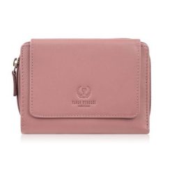 Portfel damski skórzany różowy duży w orientacji poziomej z RFID Paolo Peruzzi SL-07-PI. Czerwone portfele damskie bez wzorów, z materiału. Za 89.00 zł.