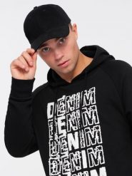 Męska bluza kangurka nierozpinana z kapturem i nadrukiem - czarna V1 OM-SSPS-0158 - XXL. Czarne bluzy z kapturem męskie Ombre Clothing, l, z bawełny. W wyprzedaży za 49.99 zł.