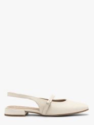 Kremowe czółenka slingback. Brązowe czółenka damskie Ryłko, bez wzorów, ze skóry, bez obcasa. W wyprzedaży za 299.99 zł.