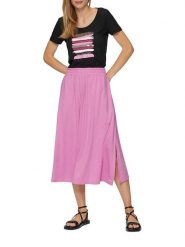 S.Oliver Spódnica w kolorze różowym rozmiar: 44. Różowe spódniczki damskie S.Oliver, s, bez wzorów, z bawełny, midi, rozkloszowane. Za 78.99 zł.